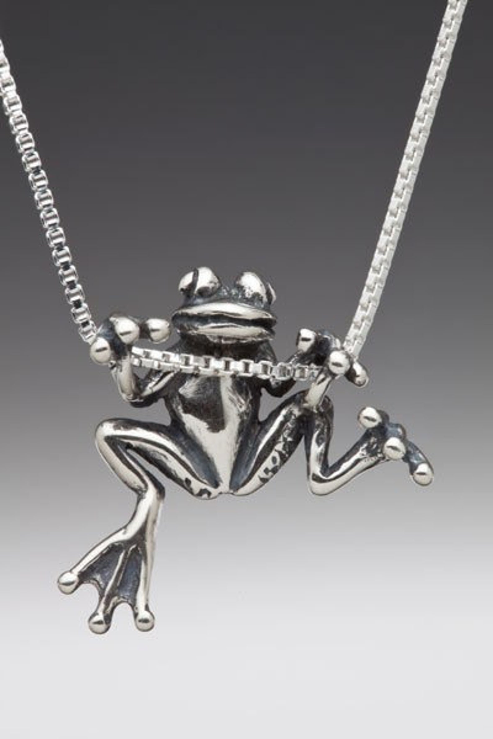 Frog Necklace Silver Animal Jewelry Frog Charm Frog Pendant Etsy