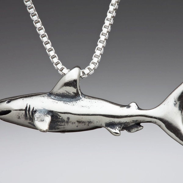 Shark Necklace Shark Charm Silver Shark Pendant Shark Jewelry Silver Shark Great White Shark Shark Tooth Animal Jewelry Ocean Jewelry