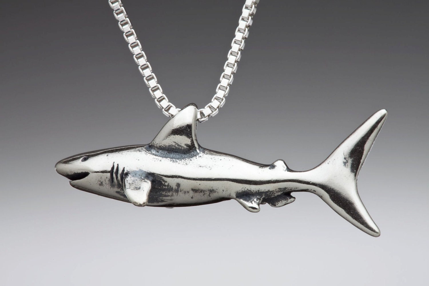 Shark Necklace Shark Charm Silver Shark Pendant Shark Jewelry Silver Shark Great White Shark Shark Tooth Animal Jewelry Ocean Jewelry