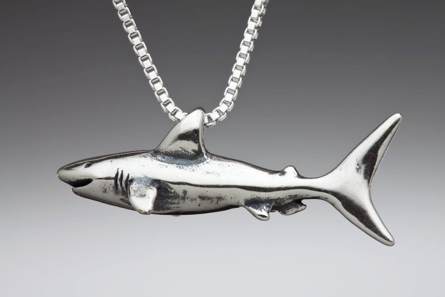 Shark Necklace Shark Charm Silver Shark Pendant Shark