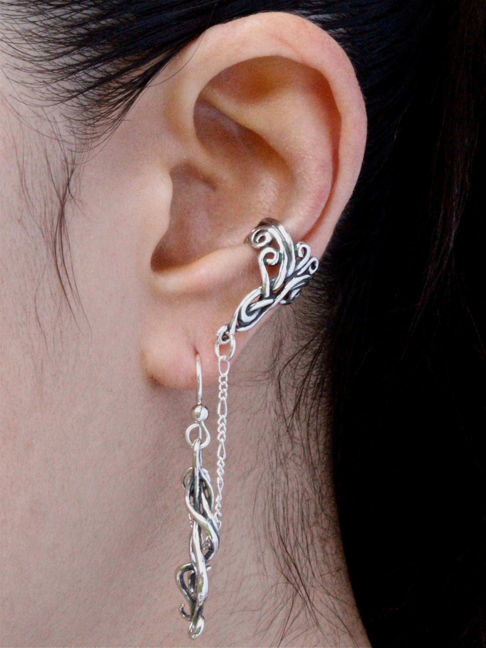 Ear Cuff Chain Ear Cuff Sterling Silver Ear Wrap Silver Etsy