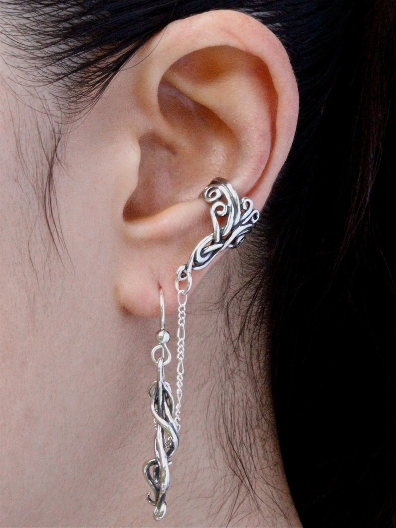 Ear Cuff Chain Ear Cuff Sterling Silver Ear Wrap Silver Etsy
