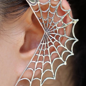 Spider Web Ear Wrap Silver Spider Web Ear Cuff Spider Web Earring Spider Web Jewelry Spider Ear Cuff Spider Earring Spider Jewelry image 2