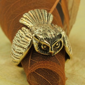 Gold Owl Ring - Solid 14K  Gold Owl Ring - Owl Jewelry - Owl Ring - Bird Jewelry - Bird Ring - 14K Gold Ring - Mens Ring - Bird Ring - Totem