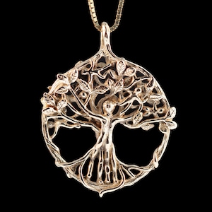 Tree of Life Necklace, 14K Gold Tree of Life Pendant, Tree Jewelry 14k Gold Medallion, Gift For Her, Solid Gold Necklace, Statement Jewelry
