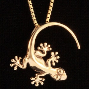 Collar de geco dorado - Colgante de geco con dije de oro de 14 k - Joyas de geco - Joyas de lagarto Collar con dije de lagarto - Lagarto dorado