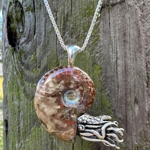 Tentacle Fossil Necklace Squid Necklace Nautilus Ammonite Pendant Ammonite Jewelry Shell Jewelry Tentacle Jewelry Octopus Necklace Squids