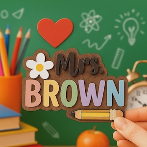 Custom Teacher Name Magnets, Custom Wildflowers Magnet, Teacher Appreciation Gift, Custom School Magnet for Teachers