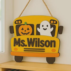 Personalized Pumpkin Teacher Door Sign: Halloween Classroom Decor