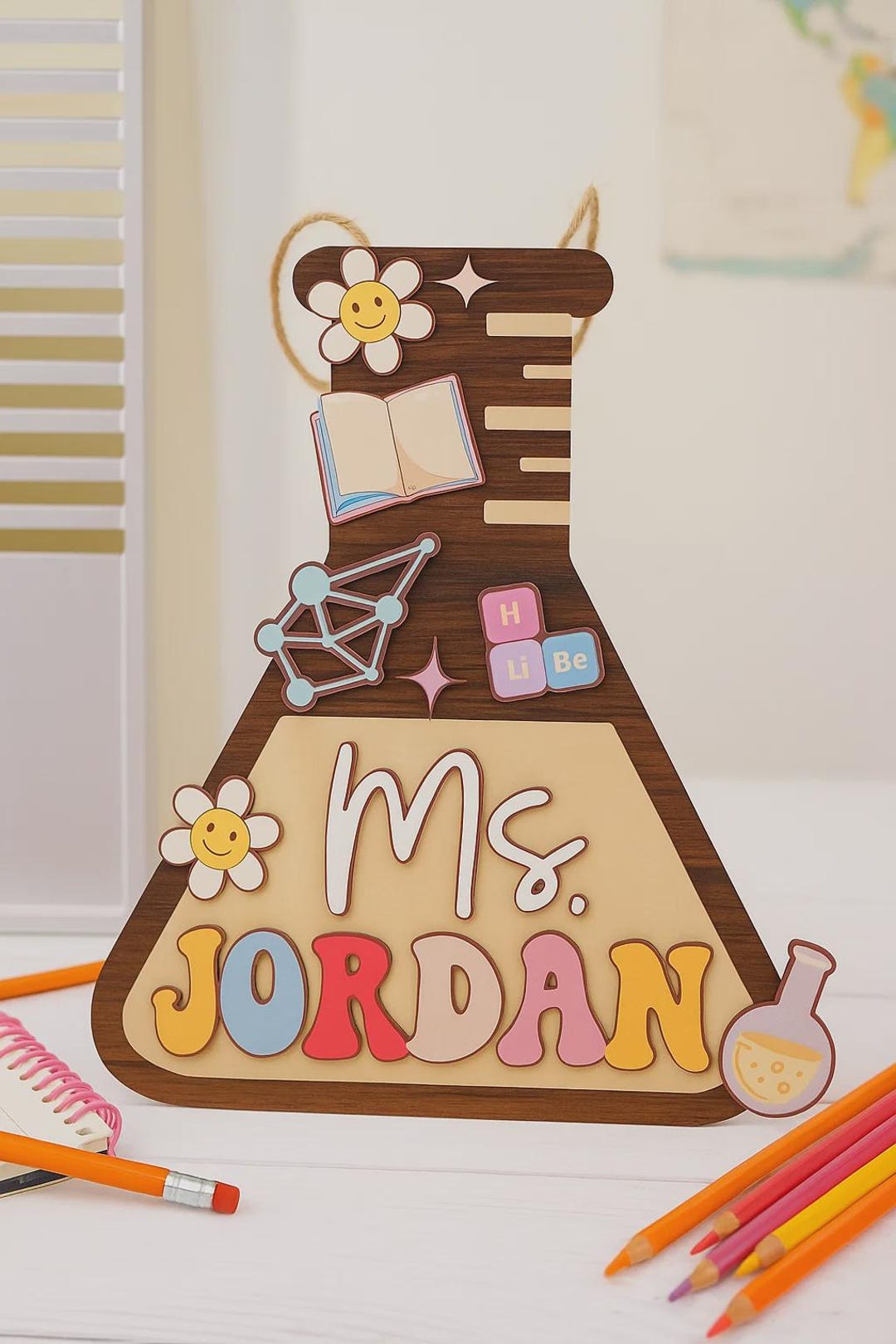 Handmade Custom 3D Science Teacher Name Sign, Personalized Classroom ...