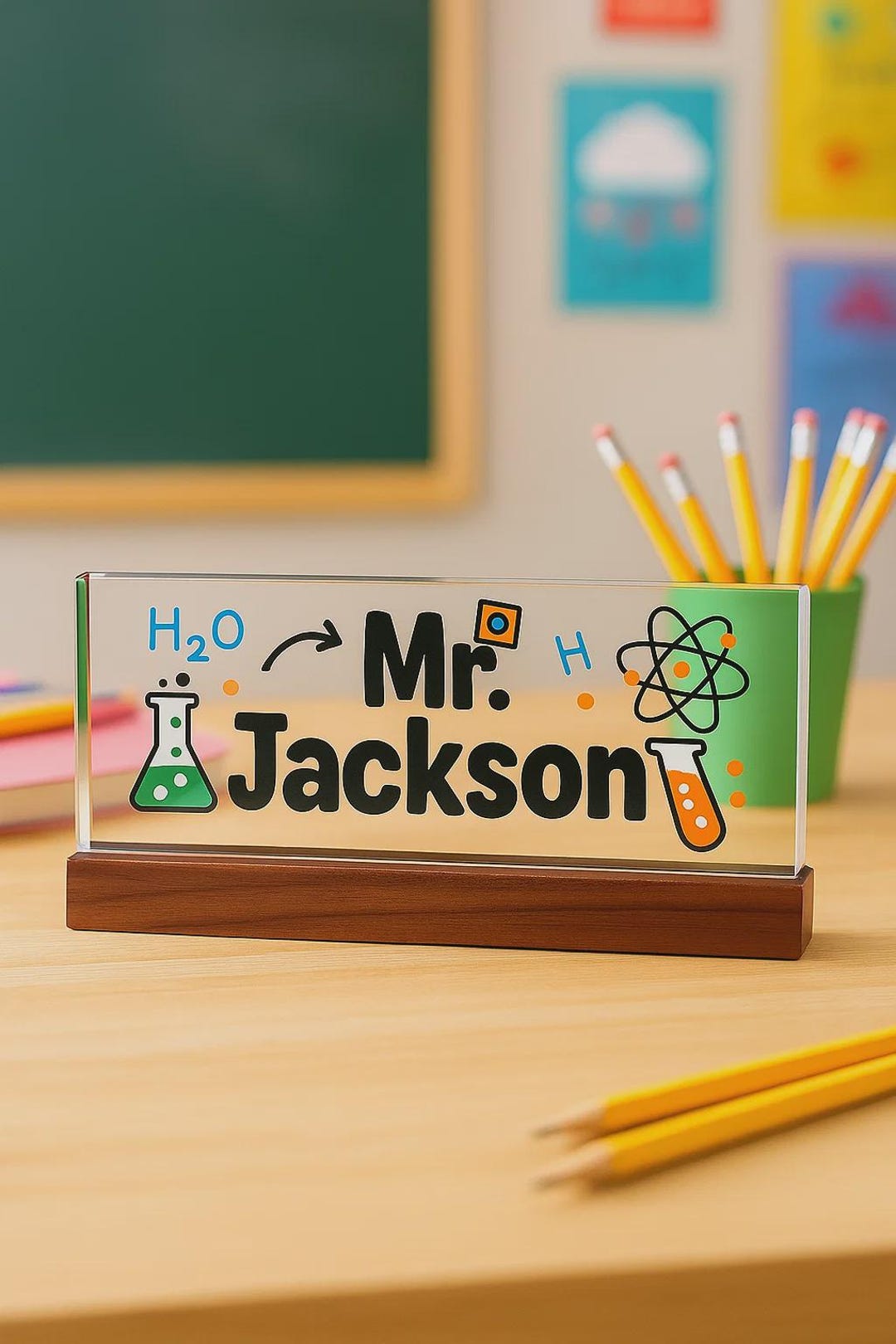 Custom Science Teacher Name Sign – Personalized Desk Plate for ...