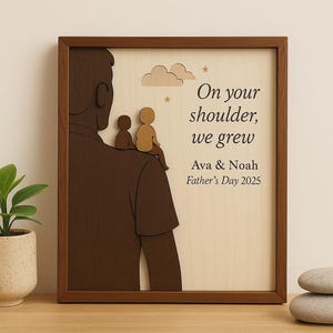 Personalized Wood Plaque for Dad - 3D Father&#39;s Day Gift from Kids - Heartfelt Gift for Husband, Grandpa or New Dad Keepsake