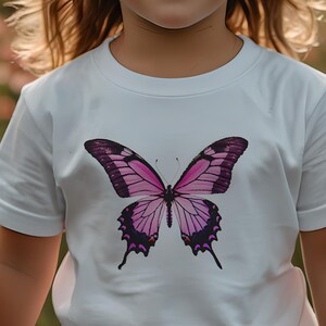 Maglietta a maniche corte con farfalla rosa per bambini, maglietta carina per bambine, top con splendida natura, regalo per bambina, mamma e me