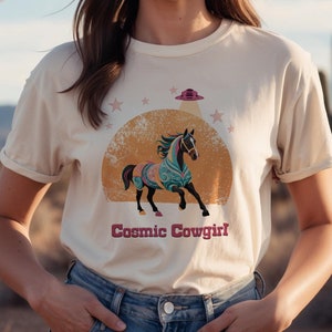 Cosmic Cowgirl Shirt, Space Cowgirl T-shirt, Yallternative Shirt, Cosmic Horse Tee