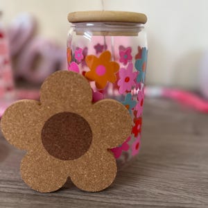 Floral Coffee Coaster, Retro Flower Coaster, Coffee Mug Coaster