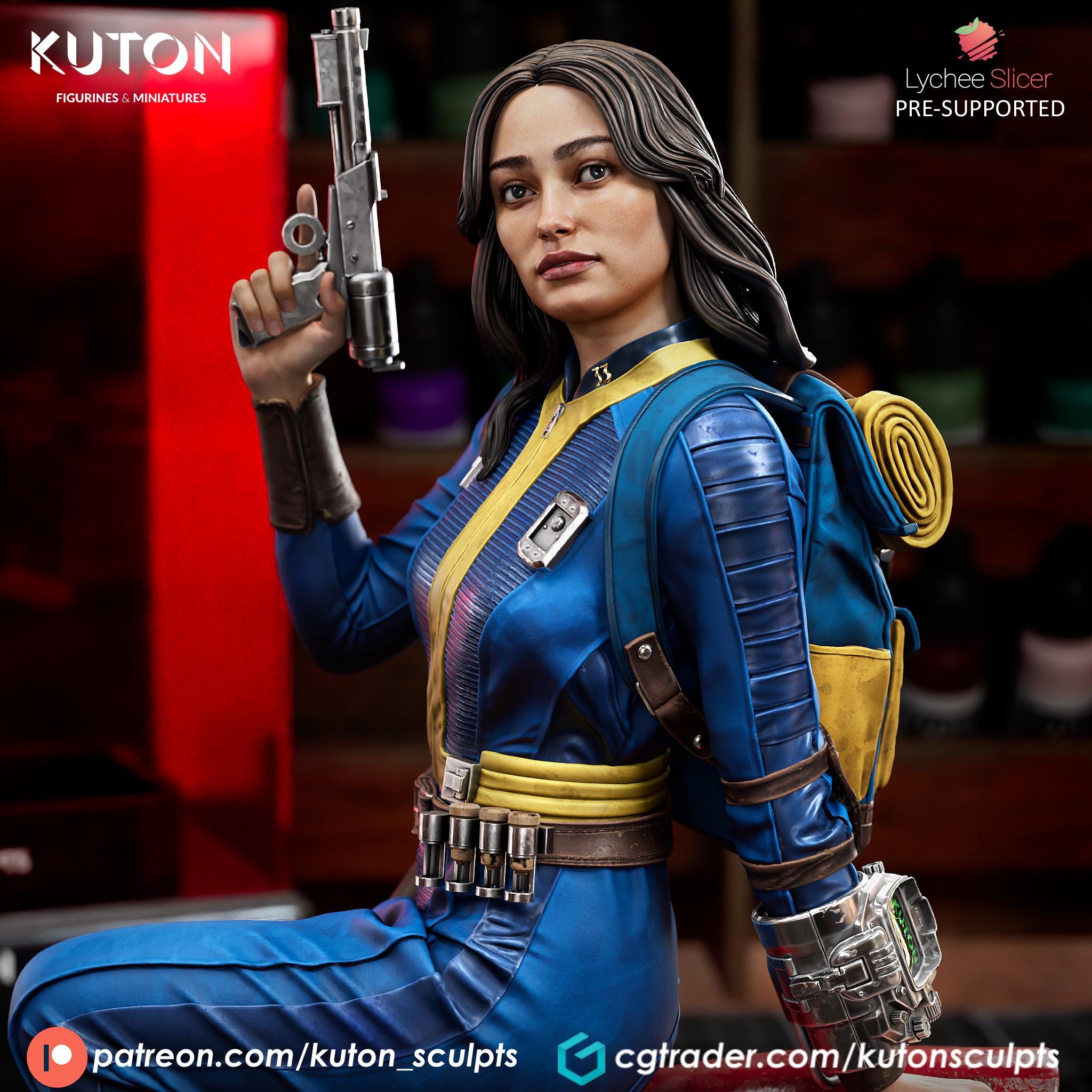 Lucy MacLean 3D Printed Figure, Fallout TV Show Heroes, Unpainted