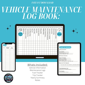Auto Log Book | Fuel Tracker | Trip. Tracker | Maintenance Tracker | Yearly Summary and Expense Tracker | Business Spreadsheet