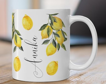Personalized mug with lemons, mug with name, Mother's Day, gift for mom, personalized gift, wedding gift, birthday