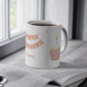 Personalized mug, birthday mug, birthday gift, birthday present, coffee mug, tea cup, mug with name, playful