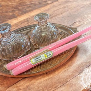 Vintage Anchor Hocking Pink Oyster Pearl Candle Holders and tray! Include Vintage Pink Candles!