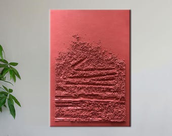 Textured Red Abstract Canvas Art: Modern Minimalist Print
