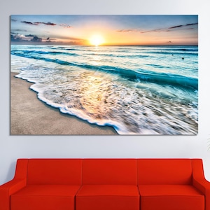 Sunset Ocean Canvas Print: Coastal Landscape Wall Art