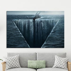 Arte surrealista en lienzo del abismo oceánico: una dramática ilusión de las profundidades marinas