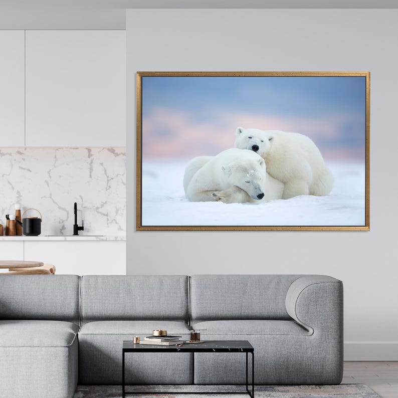 Polar Bears Wall Decor, Sleeping Bear Canvas Art, Personalized Gifts