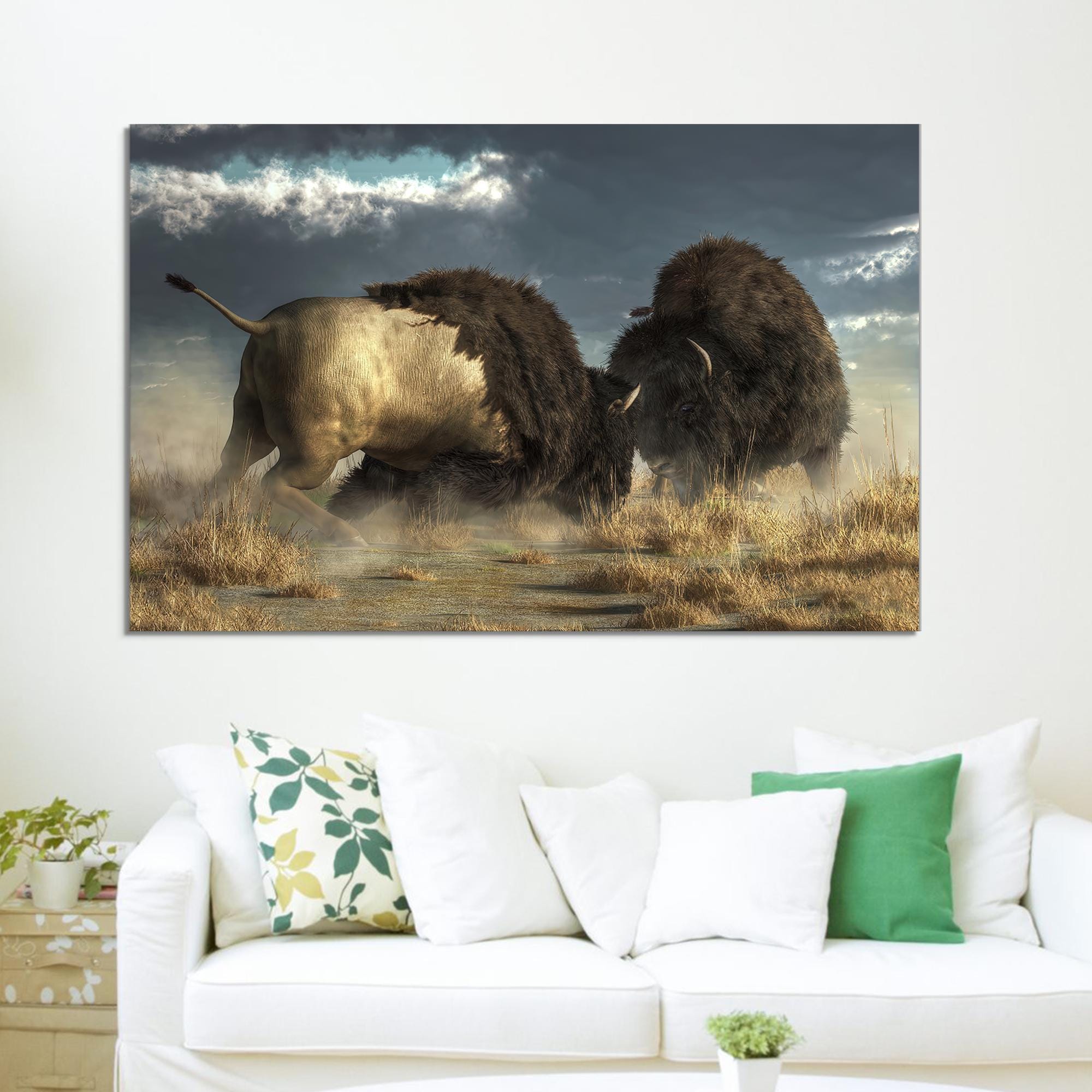 American Buffalo Canvas Print: Bronze Bison Wall Art - Etsy