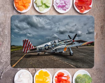 North American Plane Tempered Glass Cutting Board: Personalized Kitchen Decor
