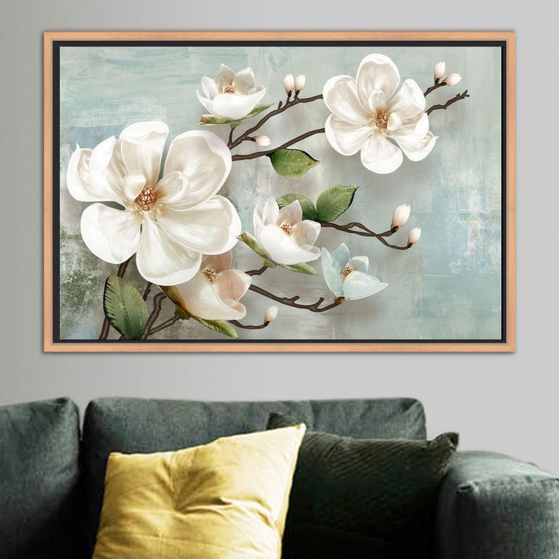 Magnolia Flower Canvas Print: White Floral Botanical Wall Art - Etsy