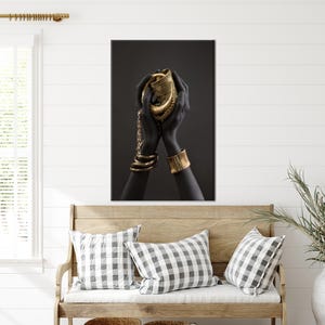 African Woman Gold Jewelry Canvas Art: Luxury Wall Decor