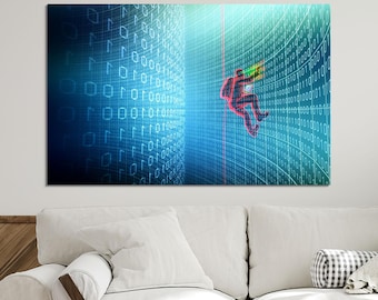 Matrix Code 3D Leinwand, Cyber Leinwand Geschenk, binäres System Kunst, personalisiertes Geschenk, digitales Poster, Weihnachtsdekor,