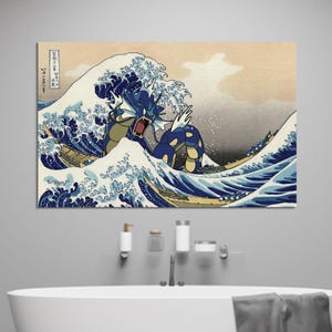 Die große Welle Kunstwerk, Minimalistische Wandkunst, berühmte Leinwand Poster, Welle vor Kanagawa 3D Leinwand, japanische Wandkunst, personalisiertes Baby Geschenk,