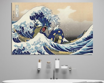 The Great Wave Artwork, Minimalist Wall Art, Famous Canvas Poster, Wave Off Kanagawa 3D Canvas, Japanese Wall Art, Personalized Baby Gift,