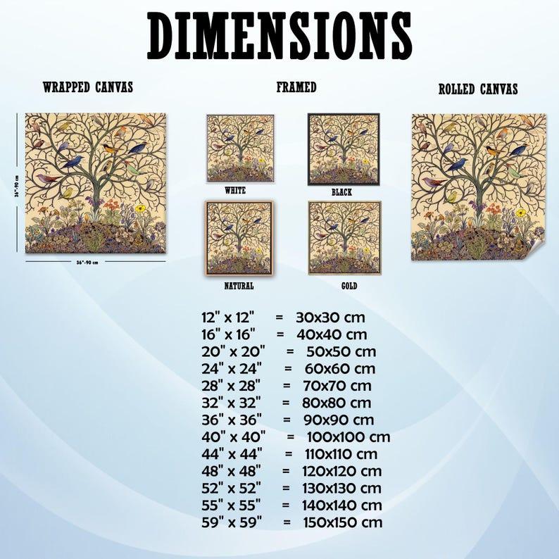 Animal 3D Canvas, Birds on Tree Branches Canvas Poster, Autumn Wall