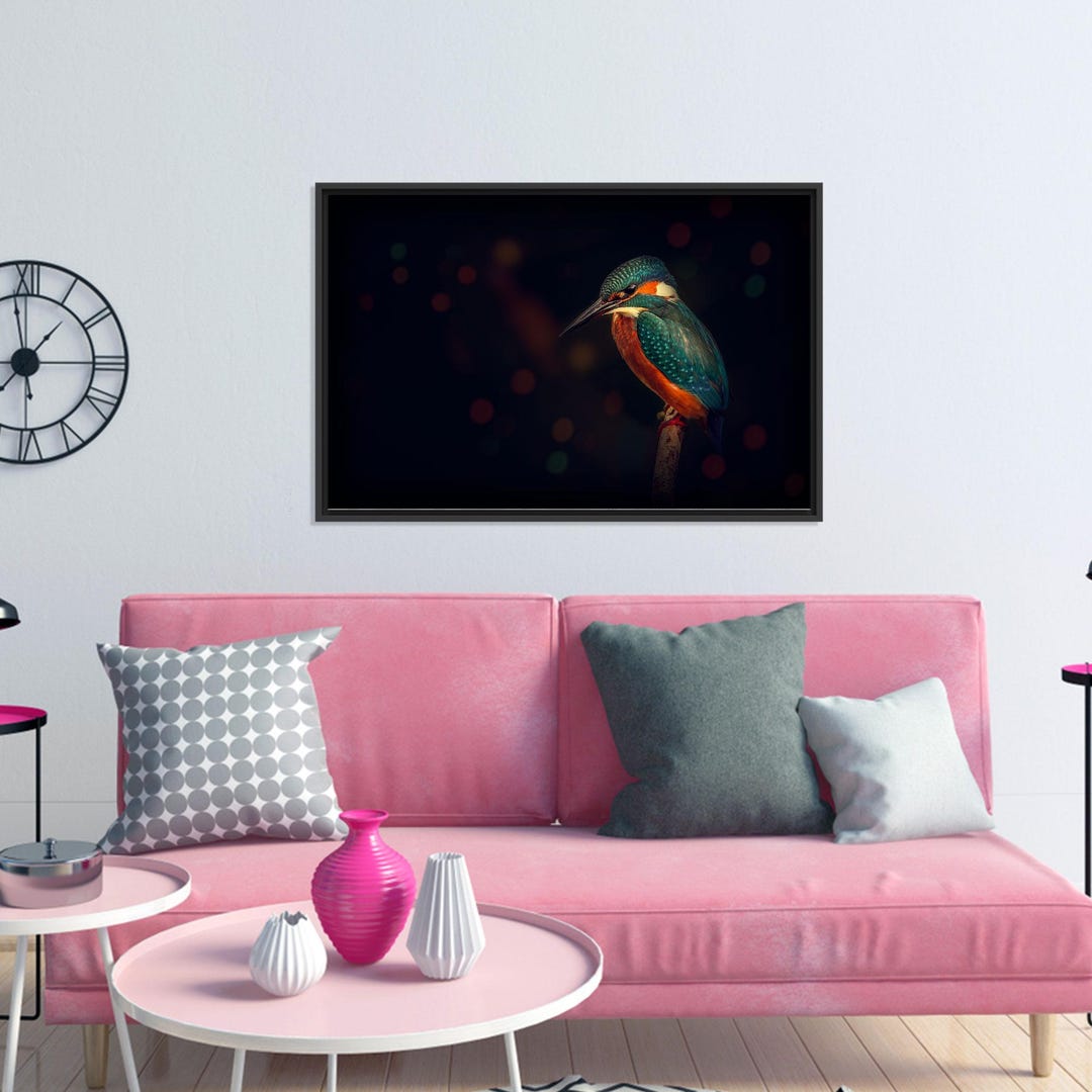 Kingfisher Canvas Wall Art: Colorful Bird Print, Contemporary Decor - Etsy