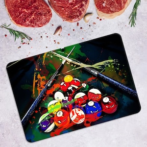 Billiards Tempered Glass Cutting Board: Personalized Kitchen Decor