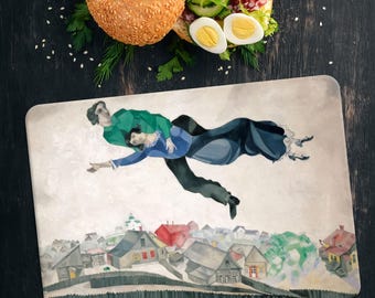Famous Cutting Board, Over The Town Cutting Board, Marc Chagall Over The Town Cutting Board, Marc Chagall Chopping Board, Easy to Carry,