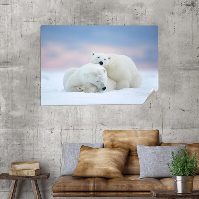 Polar Bears Wall Decor, Sleeping Bear Canvas Art, Personalized Gifts