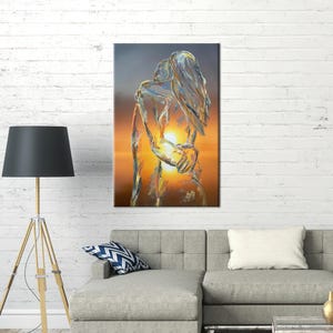 Bedroom Wall Hangings, Modern 3D Canvas, Romantic Couple Canvas Print, Sunset Canvas Poster, Living Room Wall Art, Wedding Decor Art,