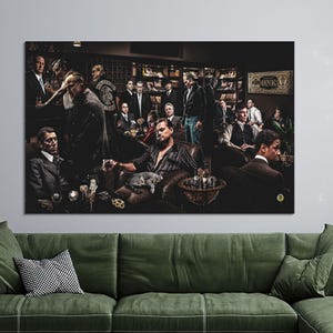 Lienzo decorativo de leyendas de gánsteres: póster de personajes de la mafia cinematográfica, decoración para cuevas masculinas con o sin marco, lienzo de regalo con escenas cinematográficas.