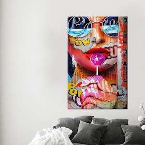 Sexy Woman 3D Canvas, Girl Room Art, POP ART Canvas Gift, Graffiti 3D Canvas, Large Wall Art, Wedding Gift For Couple Personalized,