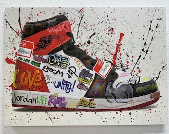 Impresión artística de grafiti de zapatillas: lienzo decorativo de zapatos de moda
