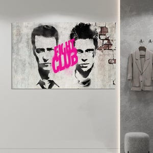 Graffiti Printed, Fight Club Canvas, Man Cave Canvas Gift, Wall Decoration, Fight Graffiti Printed, Bridesmaid Gifts, Home Decoration,