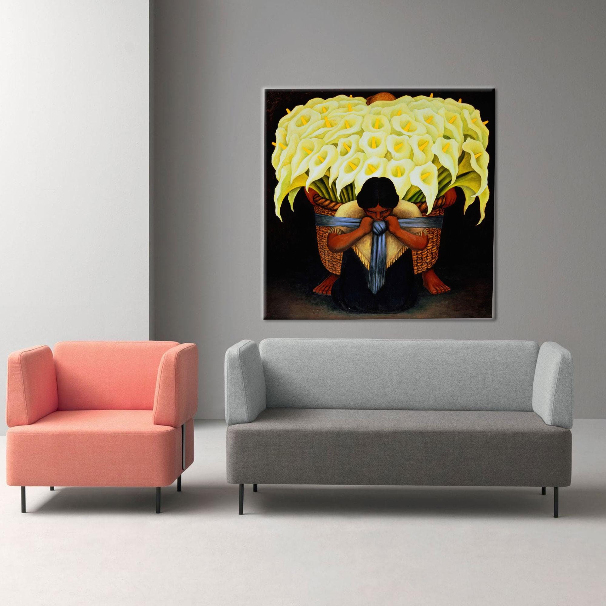 リベラ・フラワーキャリア・アート：額入りコットンキャンバス壁装飾 - Etsy 日本, image size:2000x2000