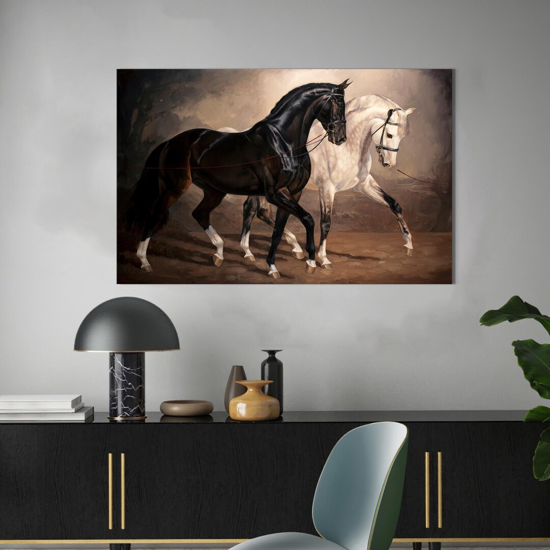Black and White Horse Canvas Print: Animal Wall Art Decor - Etsy