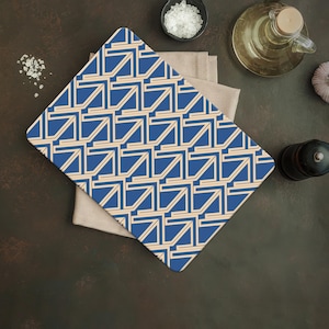 Geometric Pattern Chopping Board, Modern Chopping Board, Navy Blue Serving Board, Blue Serving Board, Tempered Glass Cutting Board,