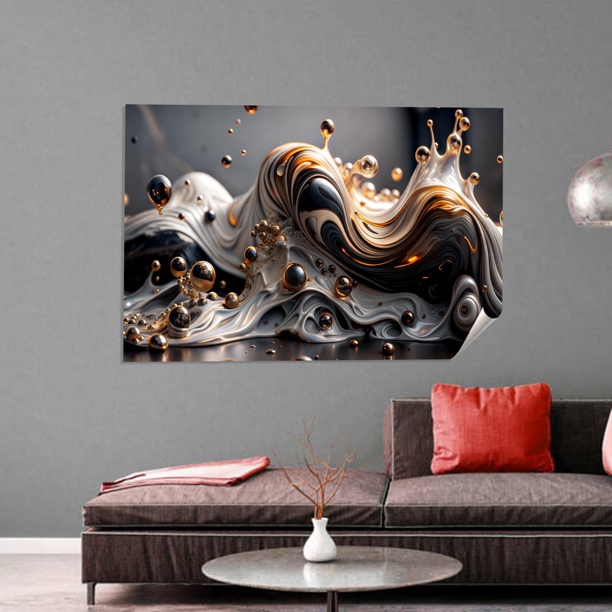 Metallic Gold Abstract Canvas Art Print: Modern Swirl Painting - Etsy