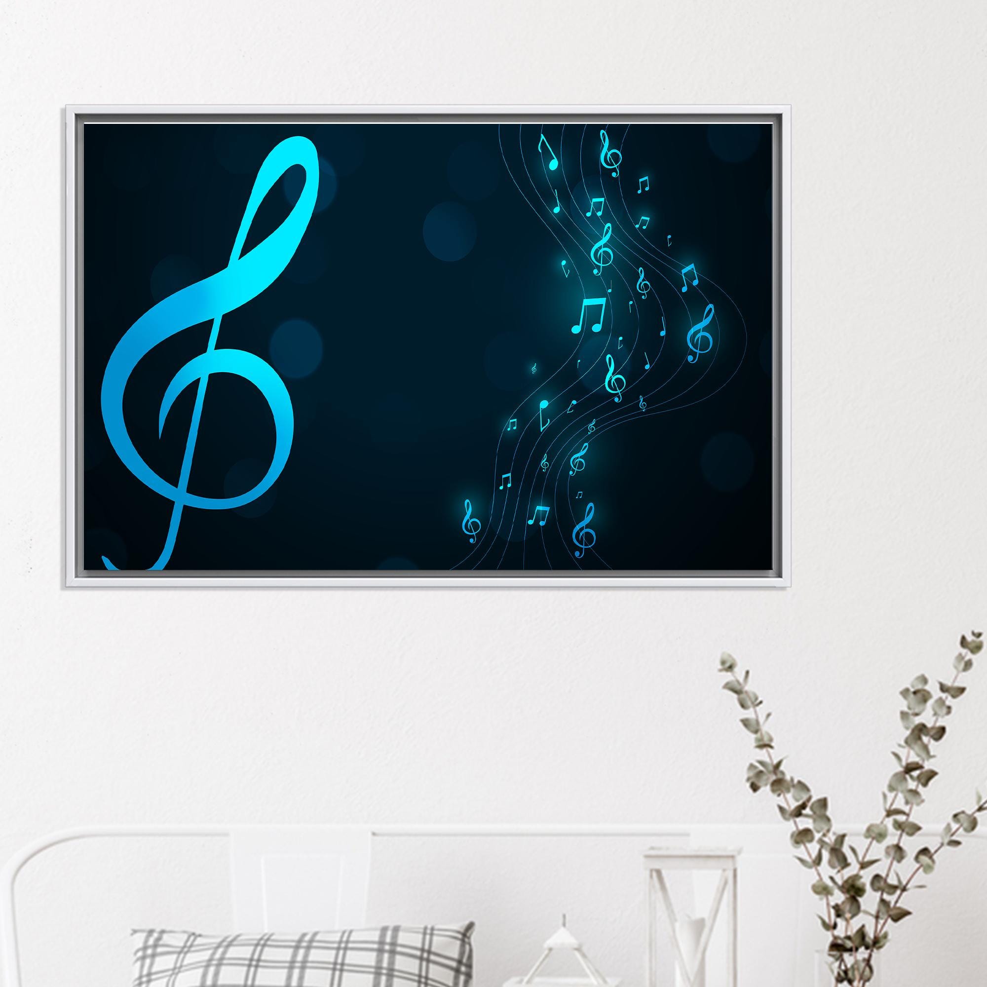 ト音記号キャンバスアート：青い音楽室の壁掛け - Etsy 日本